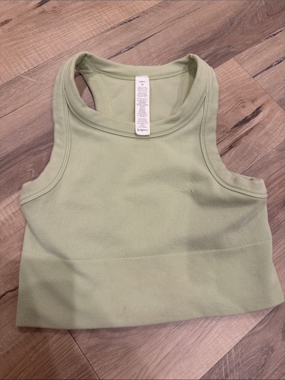 ALO Yoga Ribbed Racerback Crop Top in Light neon green